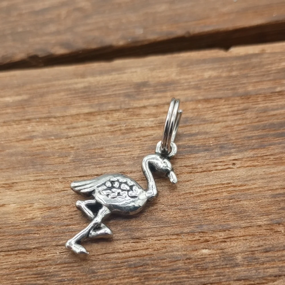 Silver Tone Flamingo Bird Charm Pendant P244